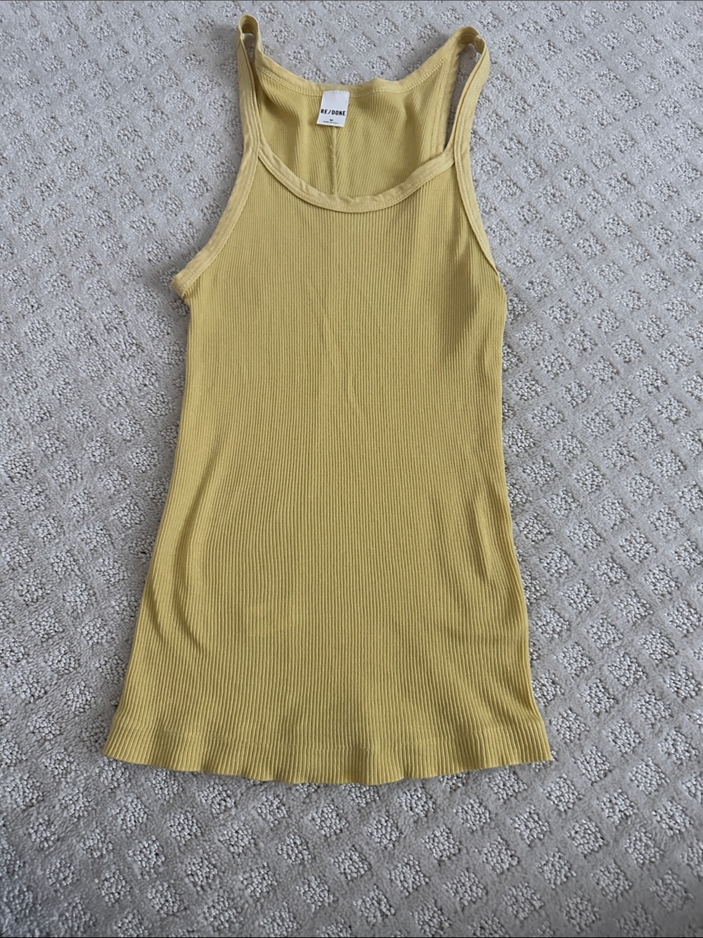 Re/Done Yellow Ribbed Tank Top